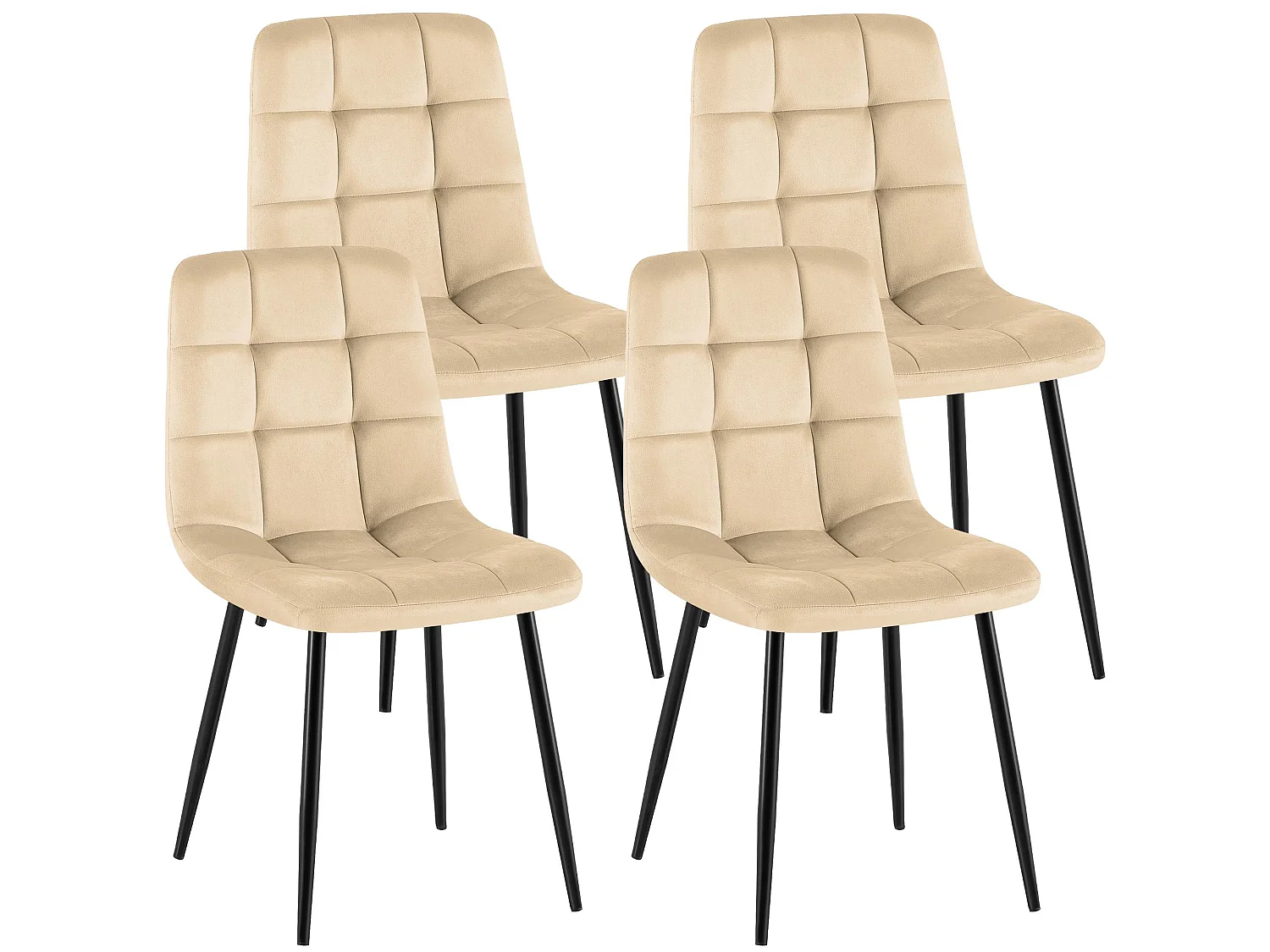 Lot de 4  chaise salle à manger - Velours - Crème - Antibes