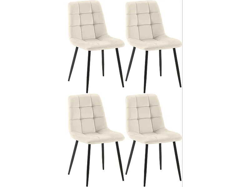 Lot de 4  chaise salle à manger - Velours - Crème - Antibes