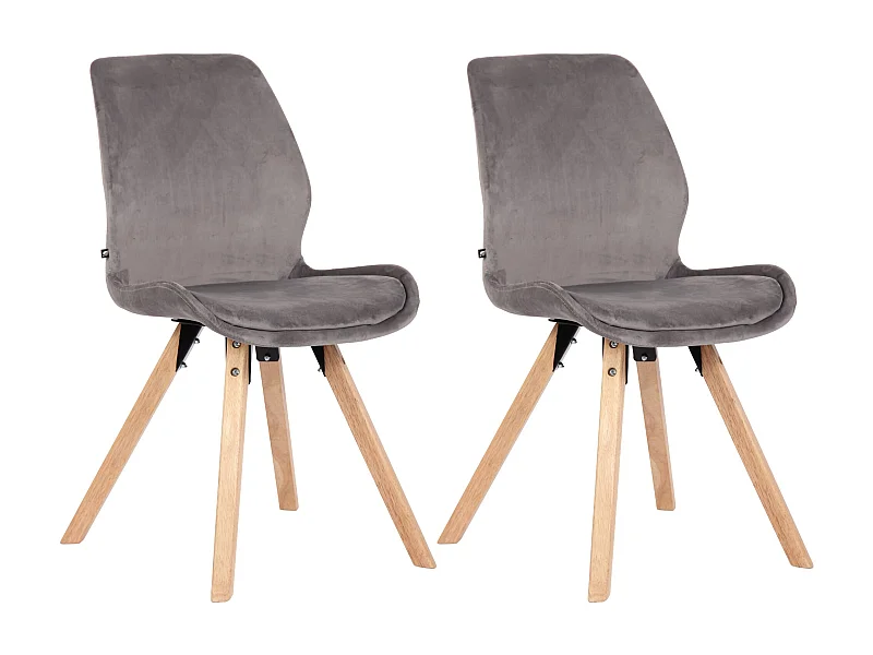Lot de 2  chaise salle à manger - Velours - Gris - Luna