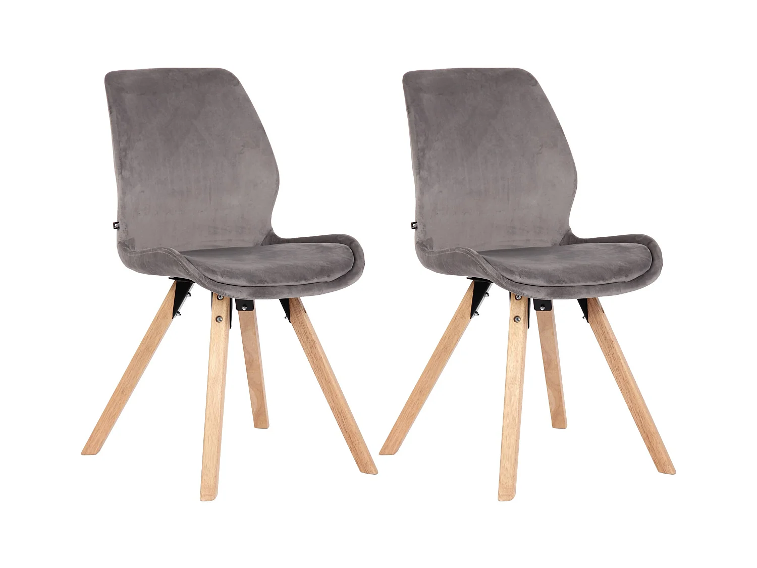 Lot de 2  chaise salle à manger - Velours - Gris - Luna