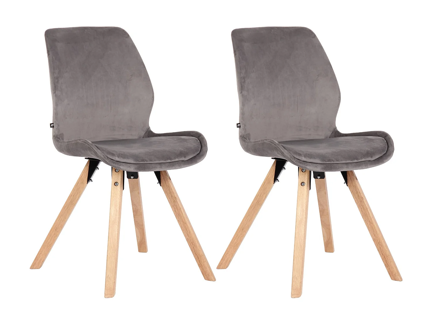 Lot de 2  chaise salle à manger - Velours - Gris - Luna