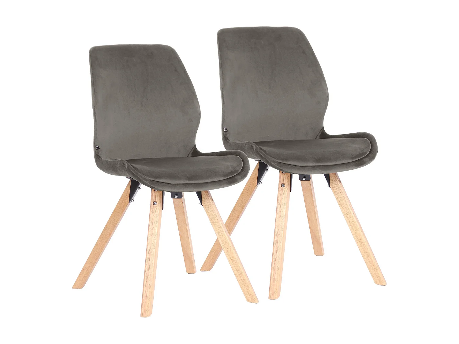 Lot de 2  chaise salle à manger - Velours - Gris - Luna