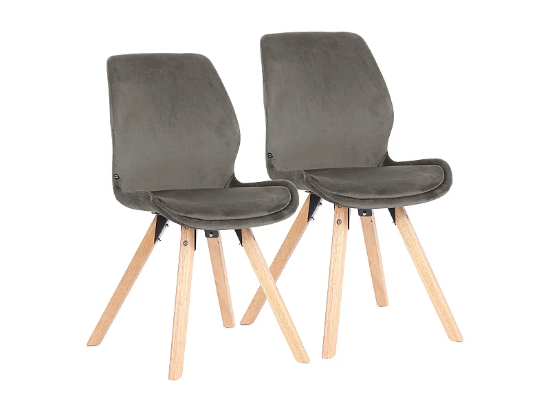 2er Set Esszimmerstuhl - Samt - grau - Luna