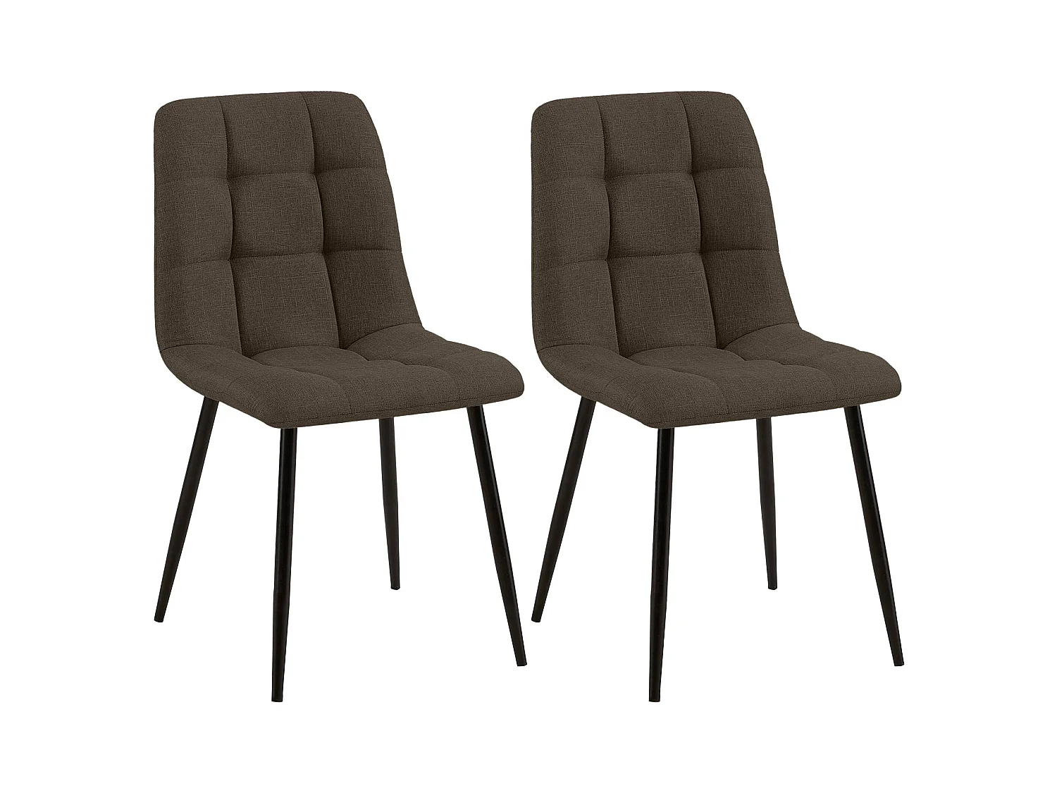 Lot de 2  chaise salle à manger - Tissu - Marron - Tilde