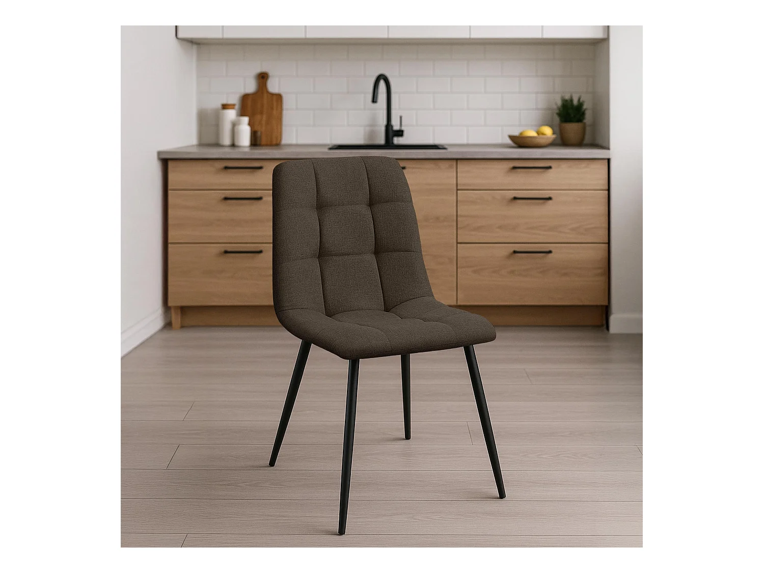 Set van 2  Eetkamerstoelen - Stof - bruin - Tilde