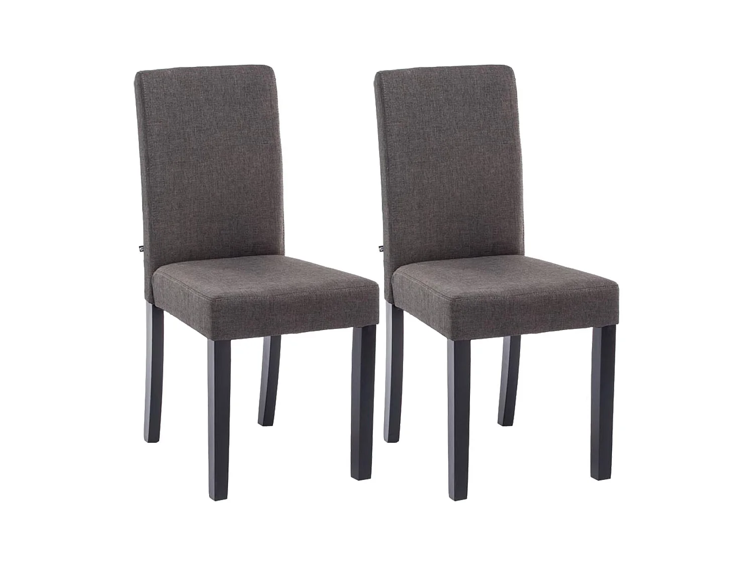 Lot de 2  chaise salle à manger - Tissu & Noir - Gris foncé - Ina