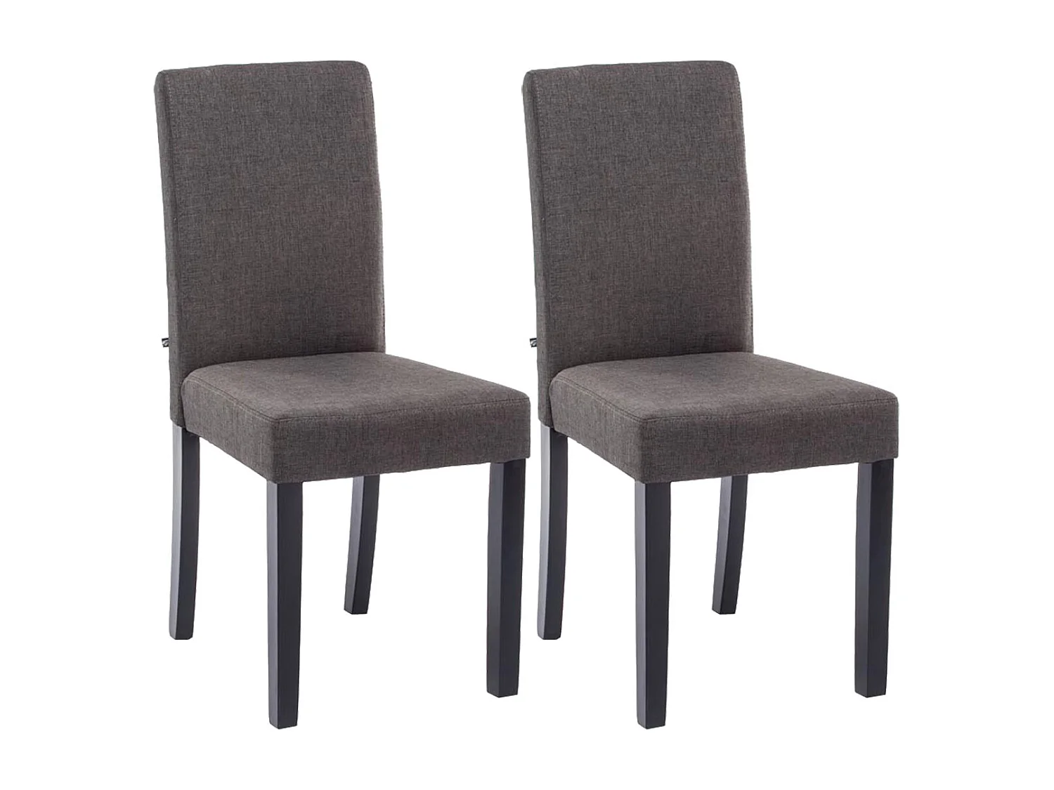 Lot de 2  chaise salle à manger - Tissu & Noir - Gris foncé - Ina