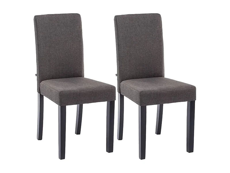 Lot de 2  chaise salle à manger - Tissu & Noir - Gris foncé - Ina