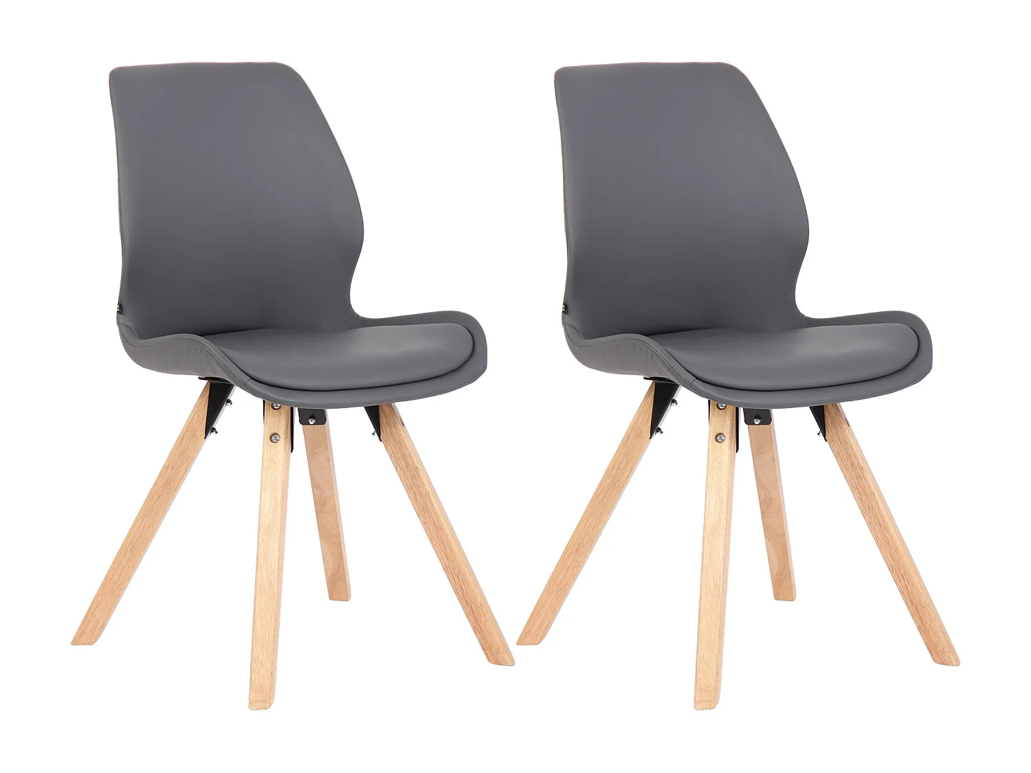 2er Set Esszimmerstuhl - Kunstleder - grau - Luna