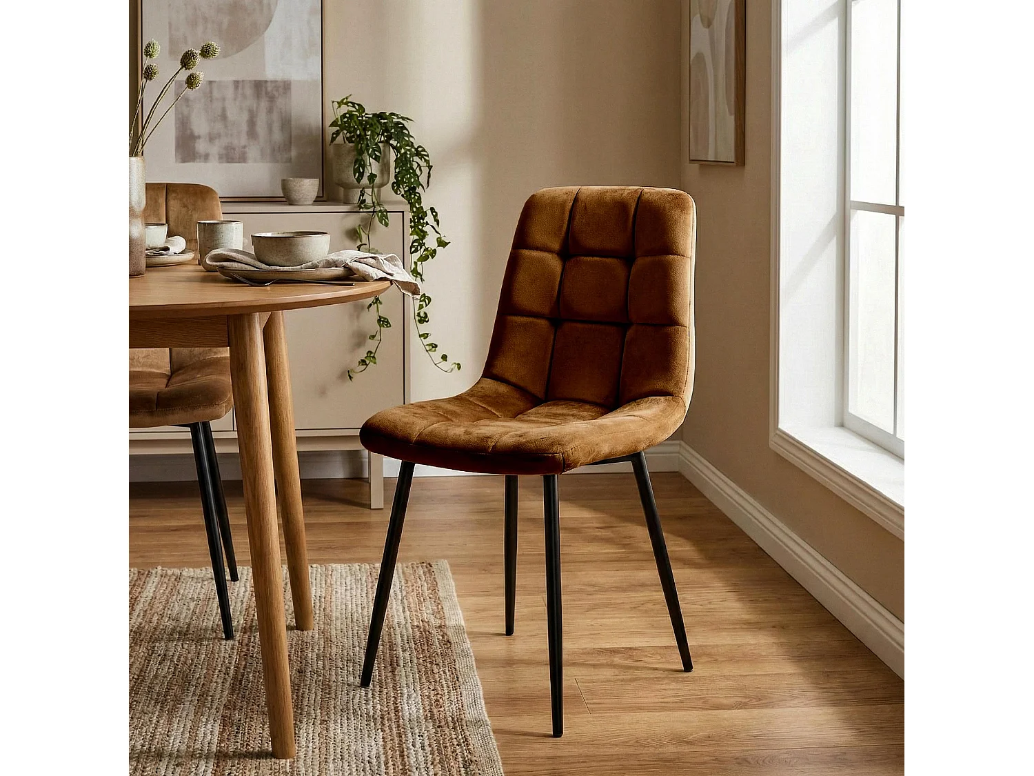 chaise salle à manger - Velours - Marron - Antibes