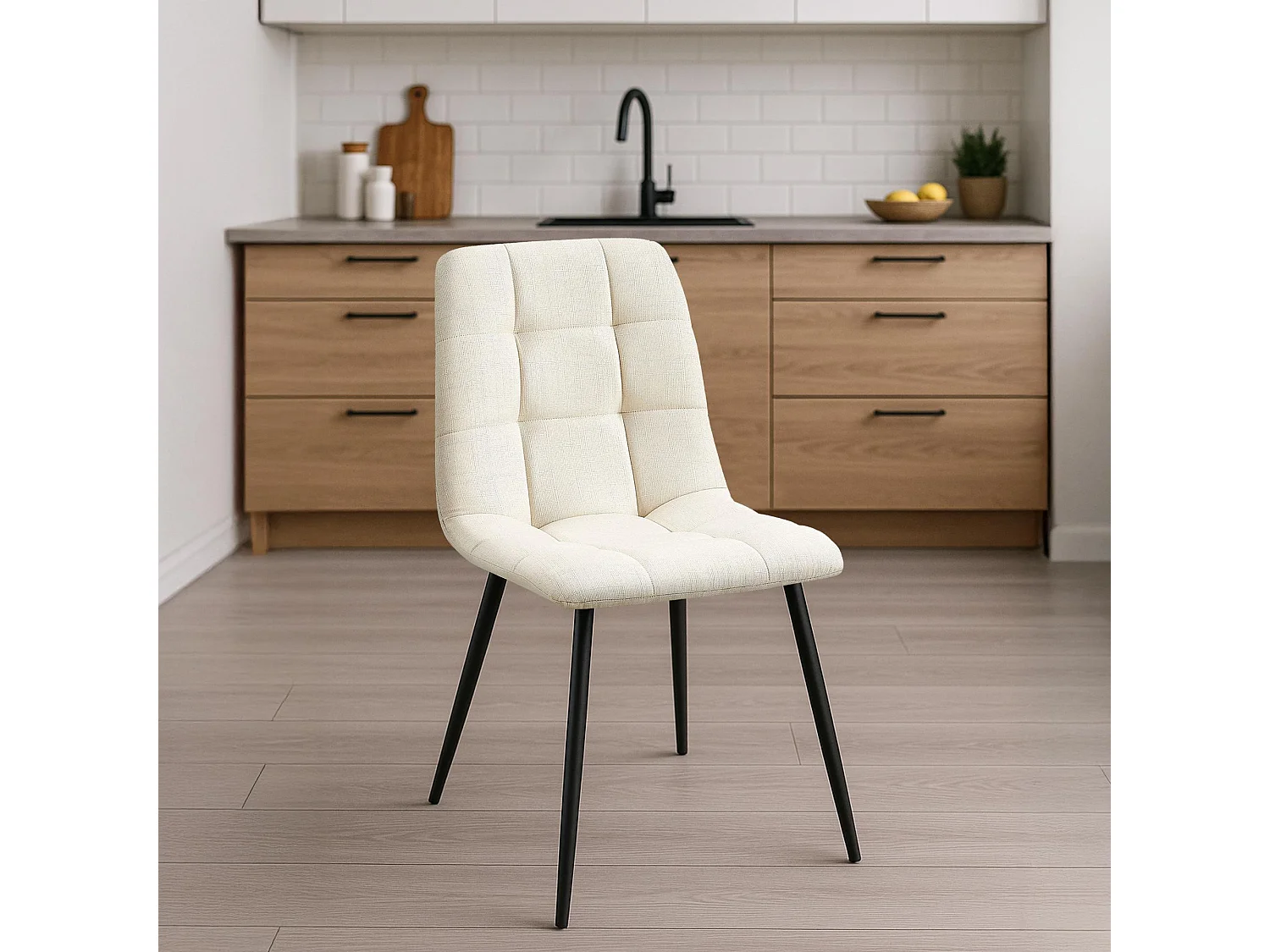 chaise salle à manger - Tissu - Crème - Tilde