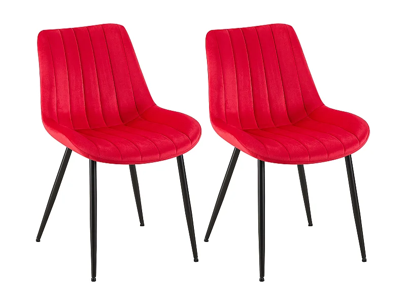 Lot de 2  chaise salle à manger - Velours - Rouge - Rahden