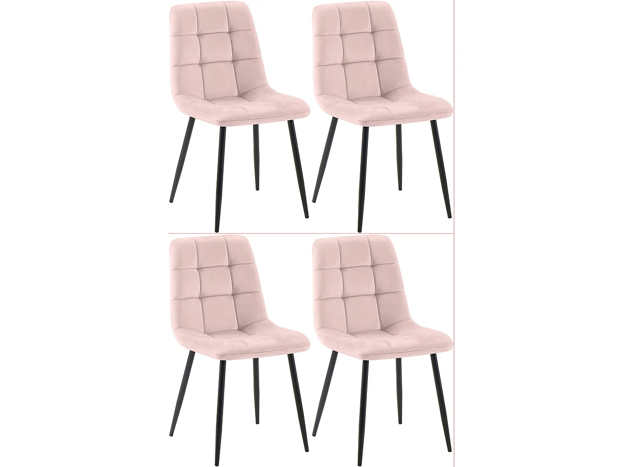 Lot de 4  chaise salle à manger - Velours - Rose - Antibes