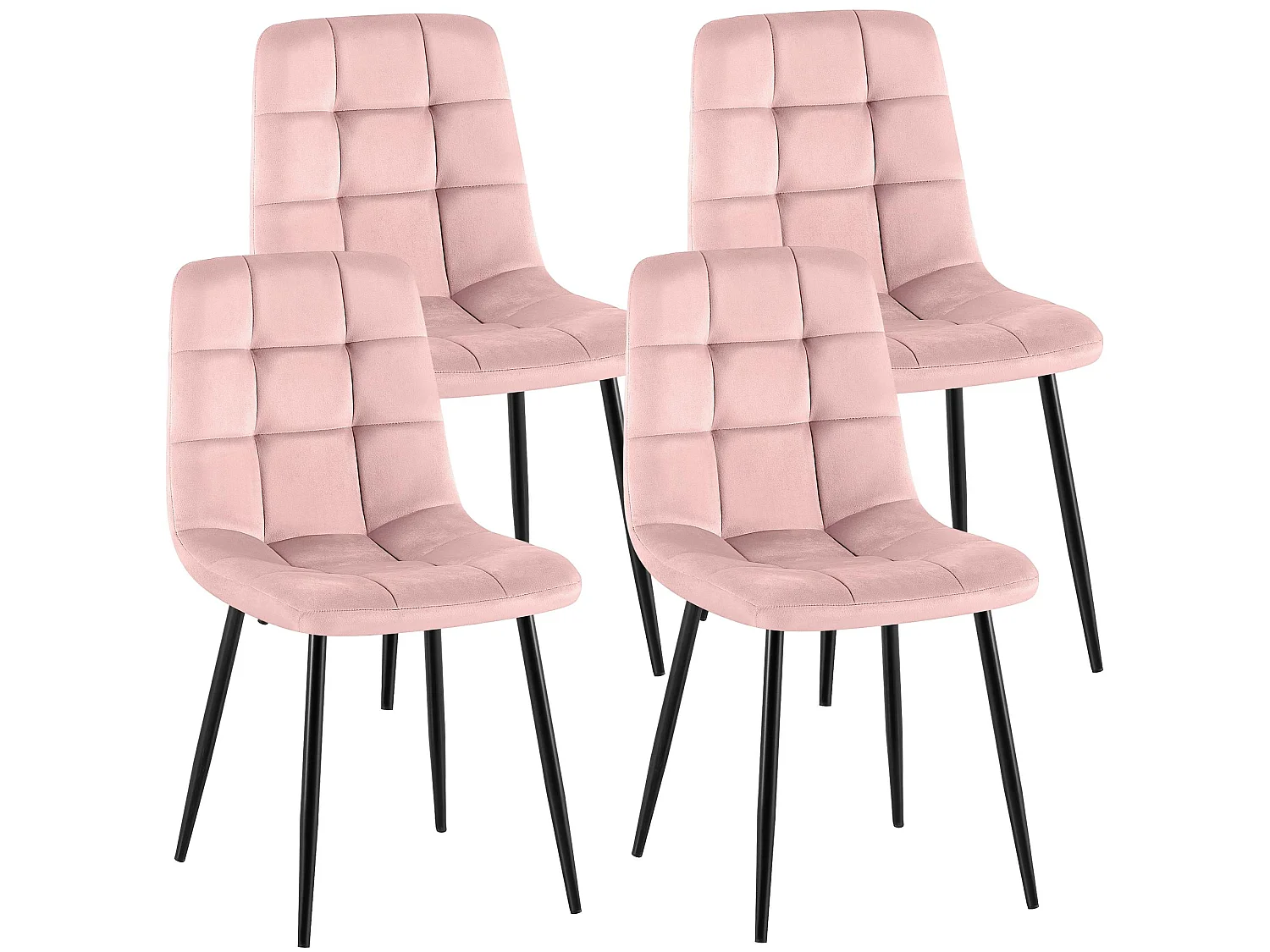 Lot de 4  chaise salle à manger - Velours - Rose - Antibes