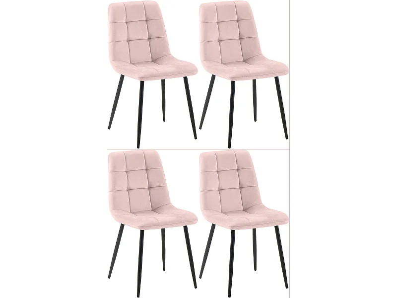 Lot de 4  chaise salle à manger - Velours - Rose - Antibes