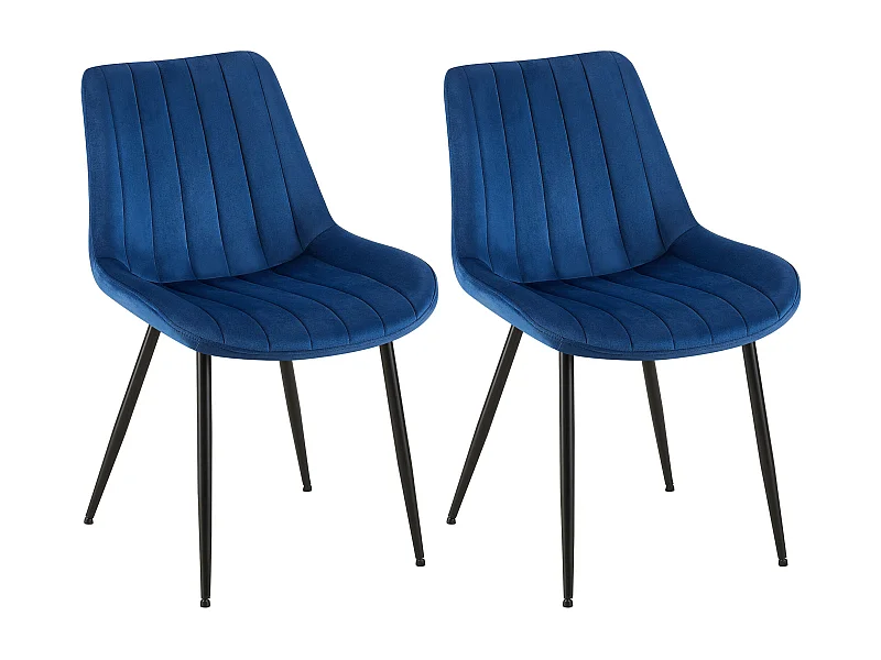 Lot de 2  chaise salle à manger - Velours - Bleu - Rahden