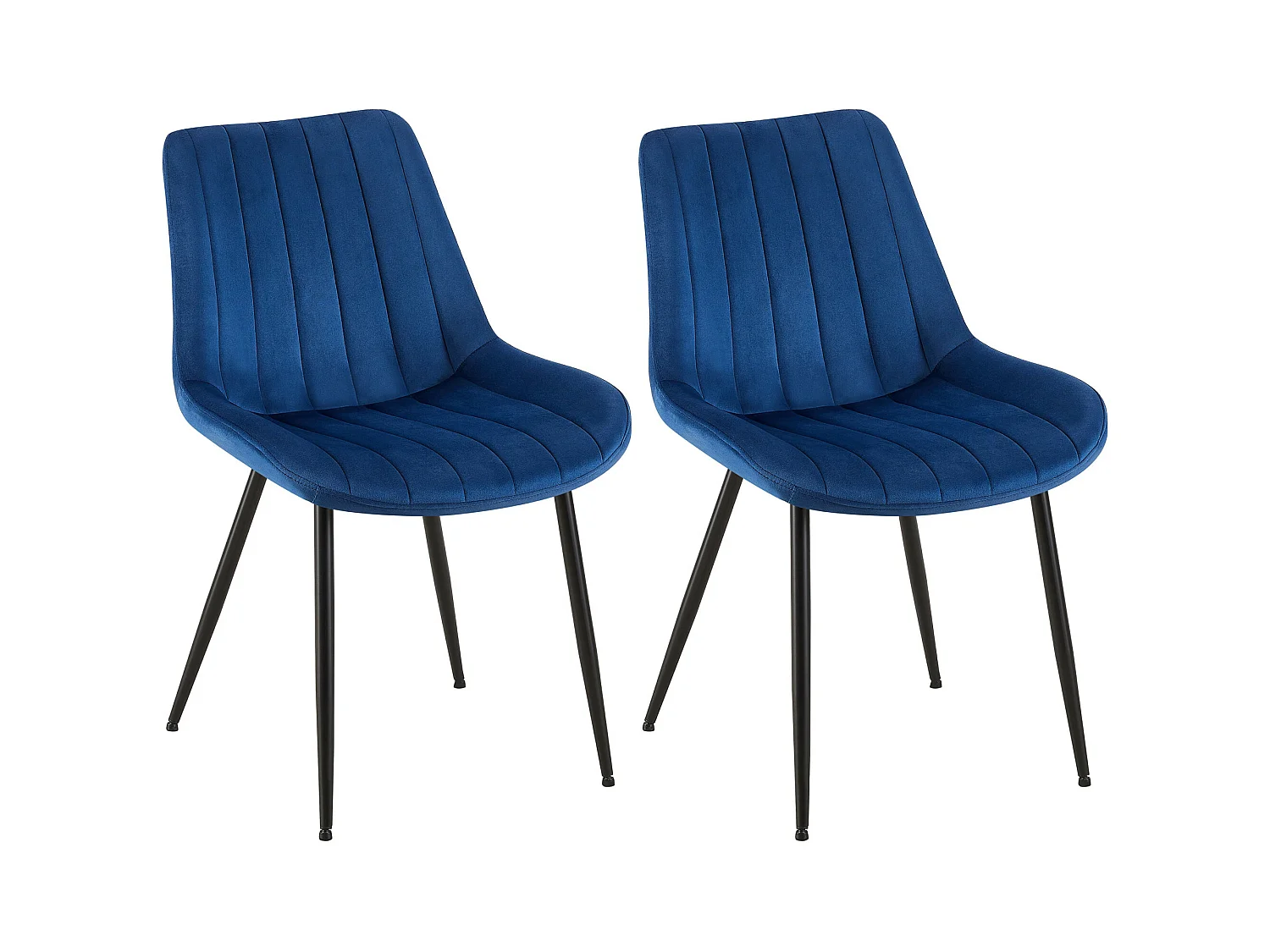 Lot de 2  chaise salle à manger - Velours - Bleu - Rahden