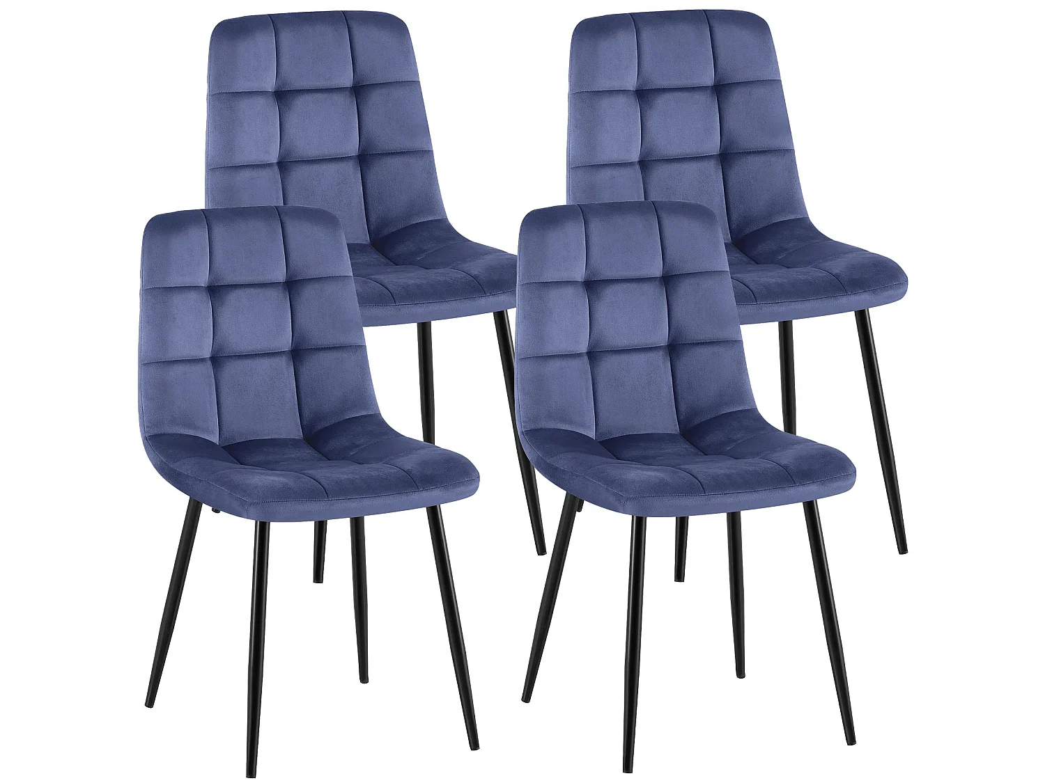 Set van 4  Eetkamerstoelen - Fluweel - blauw - Antibes
