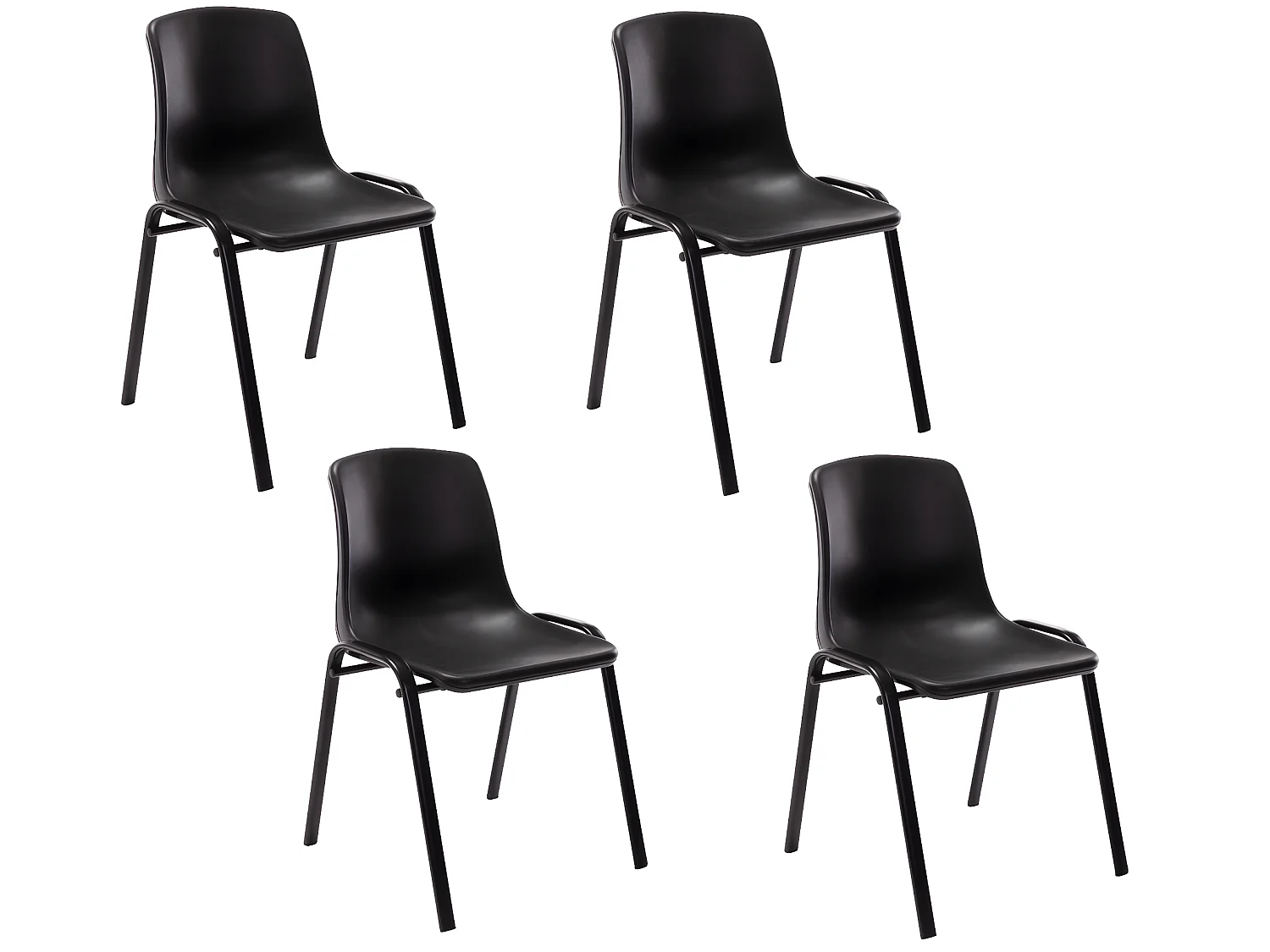 Set van 4  Eetkamerstoelen - Kunststof & natura - zwart - Nowra