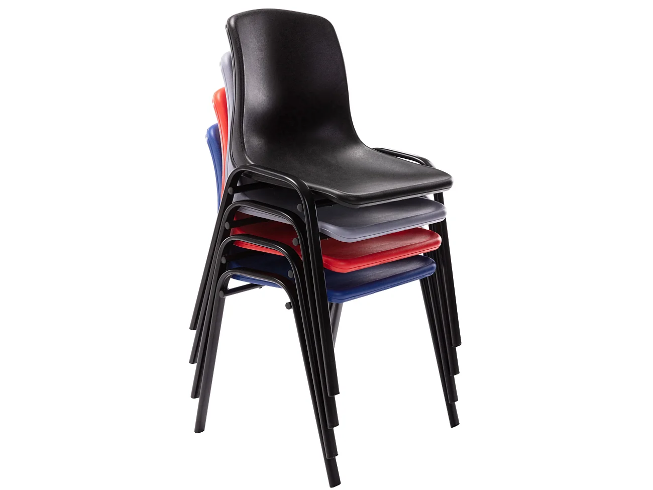 Set van 4  Eetkamerstoelen - Kunststof & natura - zwart - Nowra