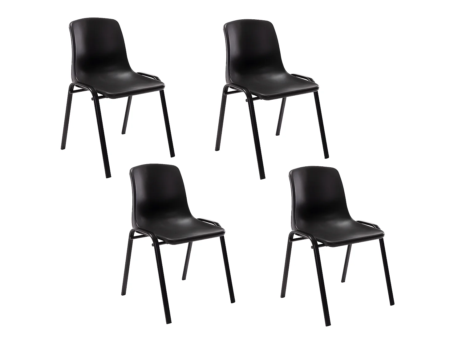 Lot de 4  chaise salle à manger - Plastique & Nature - Noir - Nowra