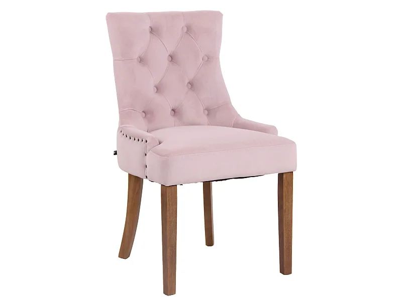 chaise salle à manger - Velours & Antique clair - Rose - Aberdeen