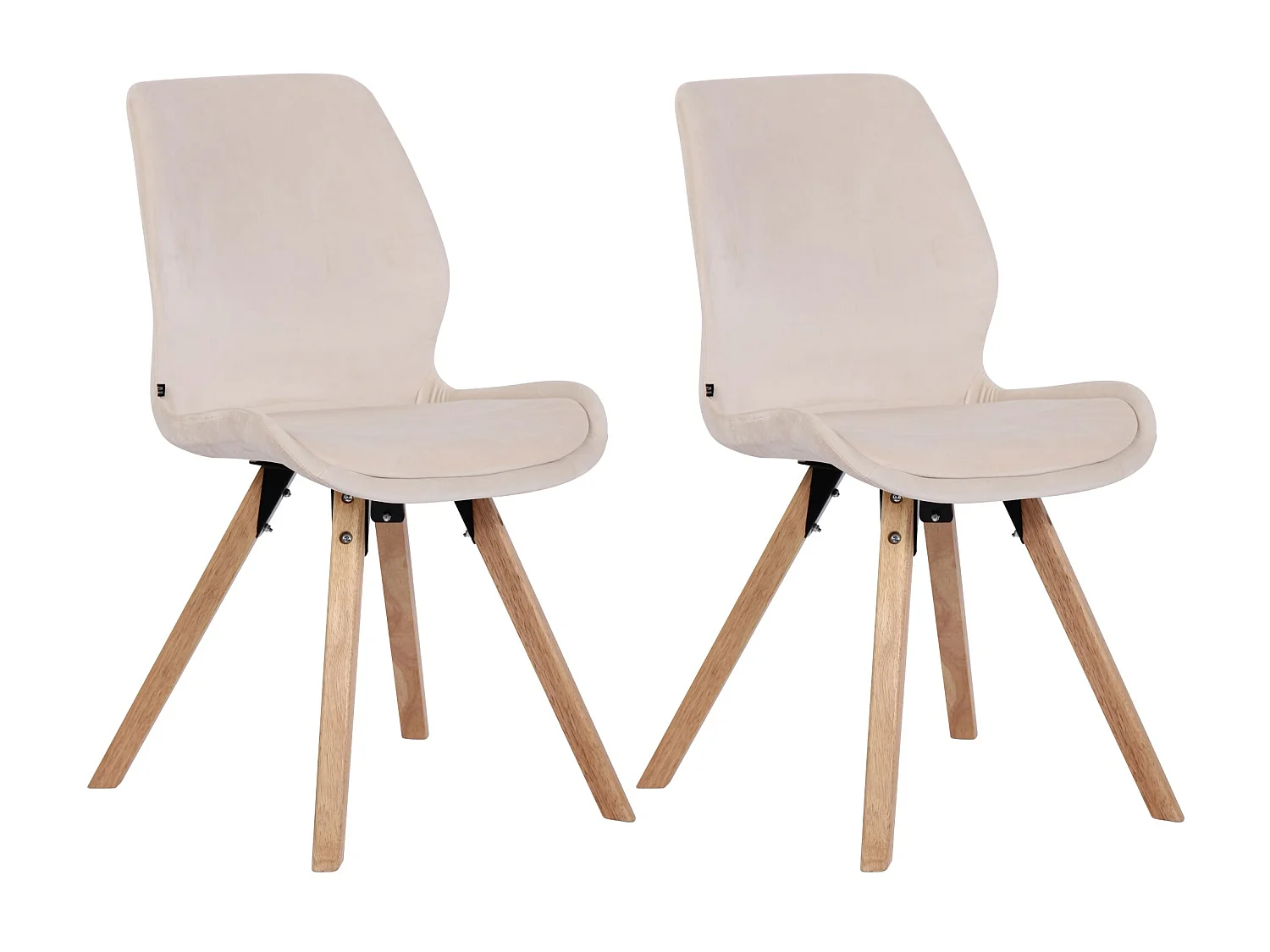 Lot de 2  chaise salle à manger - Velours - Crème - Luna