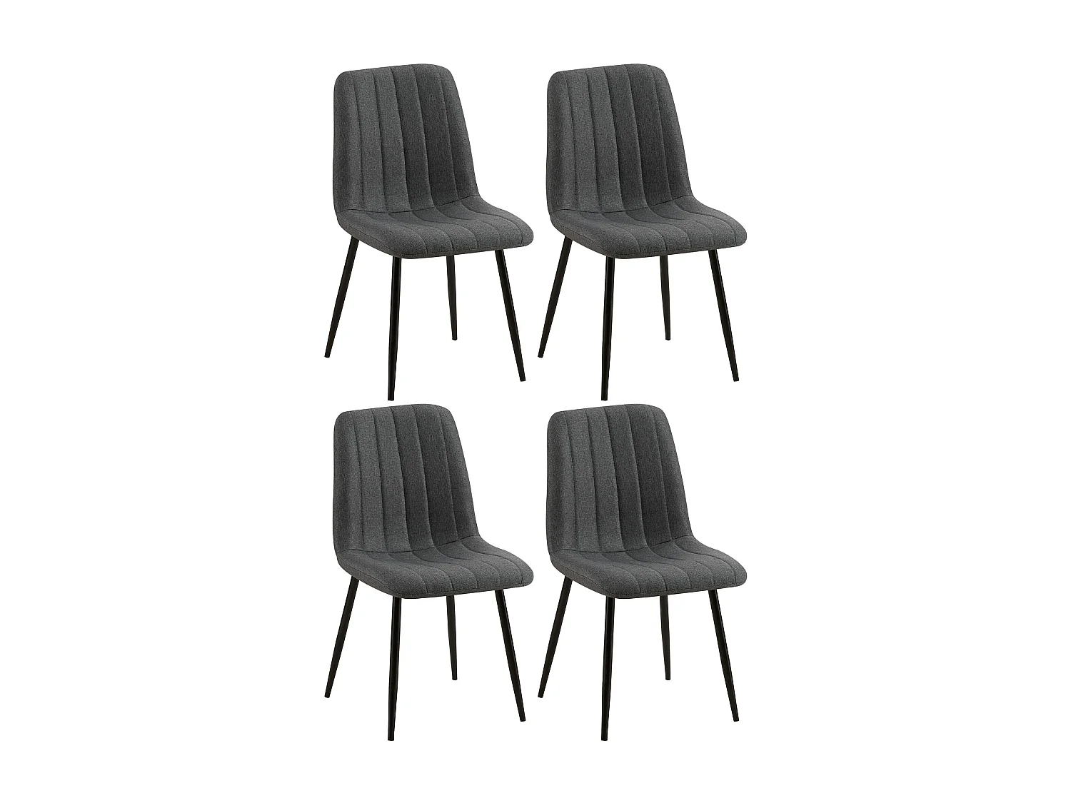 Lot de 4  chaise salle à manger - Tissu - Gris foncé - Dijon
