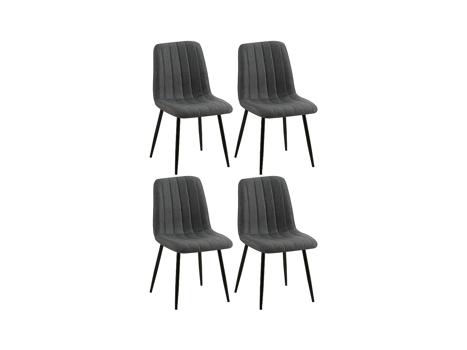 Lot de 4  chaise salle à manger - Tissu - Gris foncé - Dijon