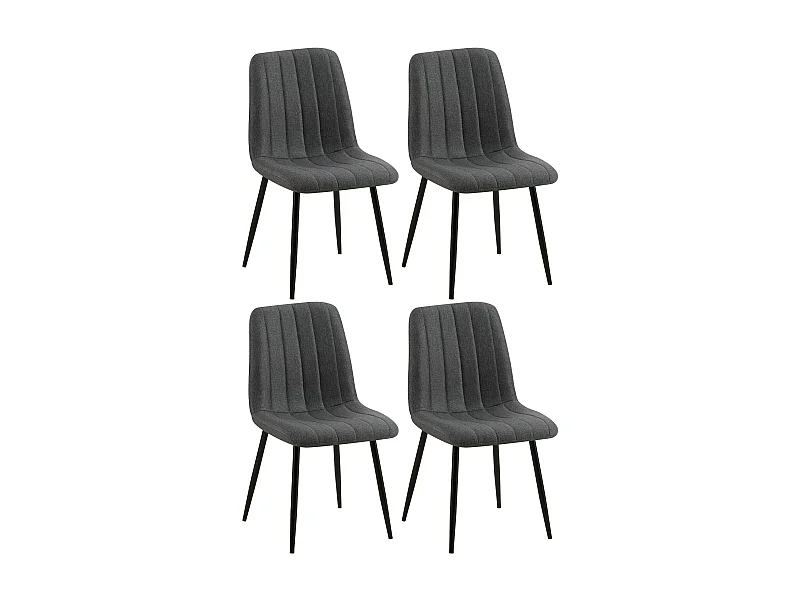 Lot de 4  chaise salle à manger - Tissu - Gris foncé - Dijon