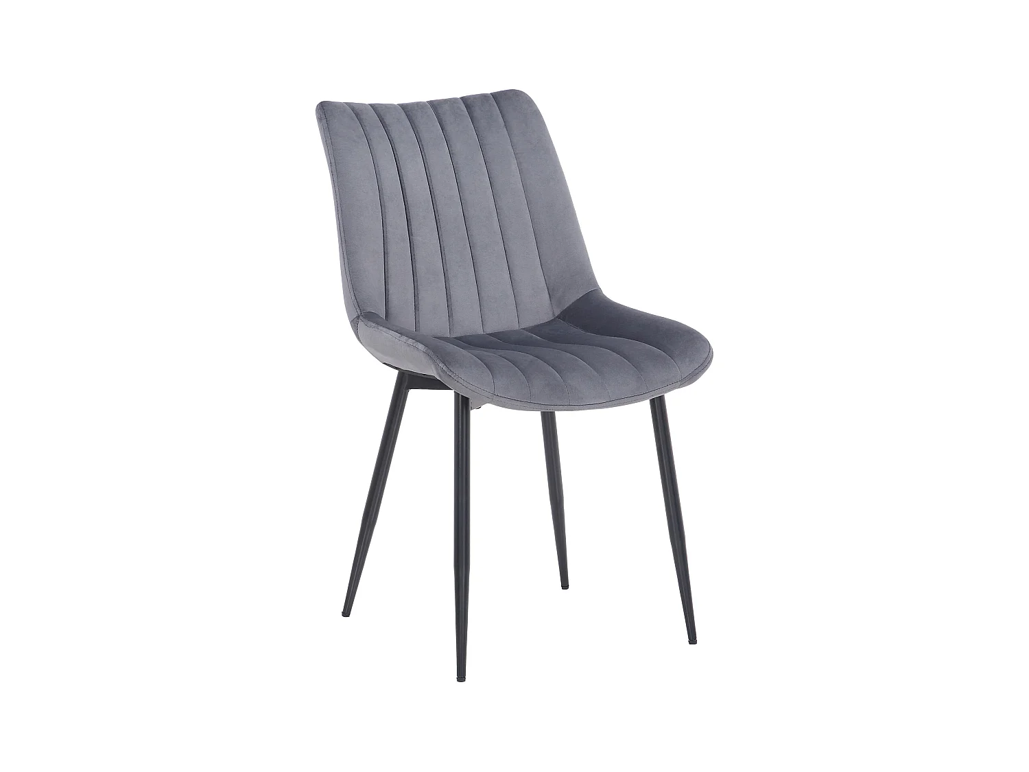 chaise salle à manger - Velours - Gris - Rahden