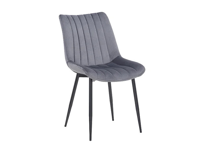 chaise salle à manger - Velours - Gris - Rahden