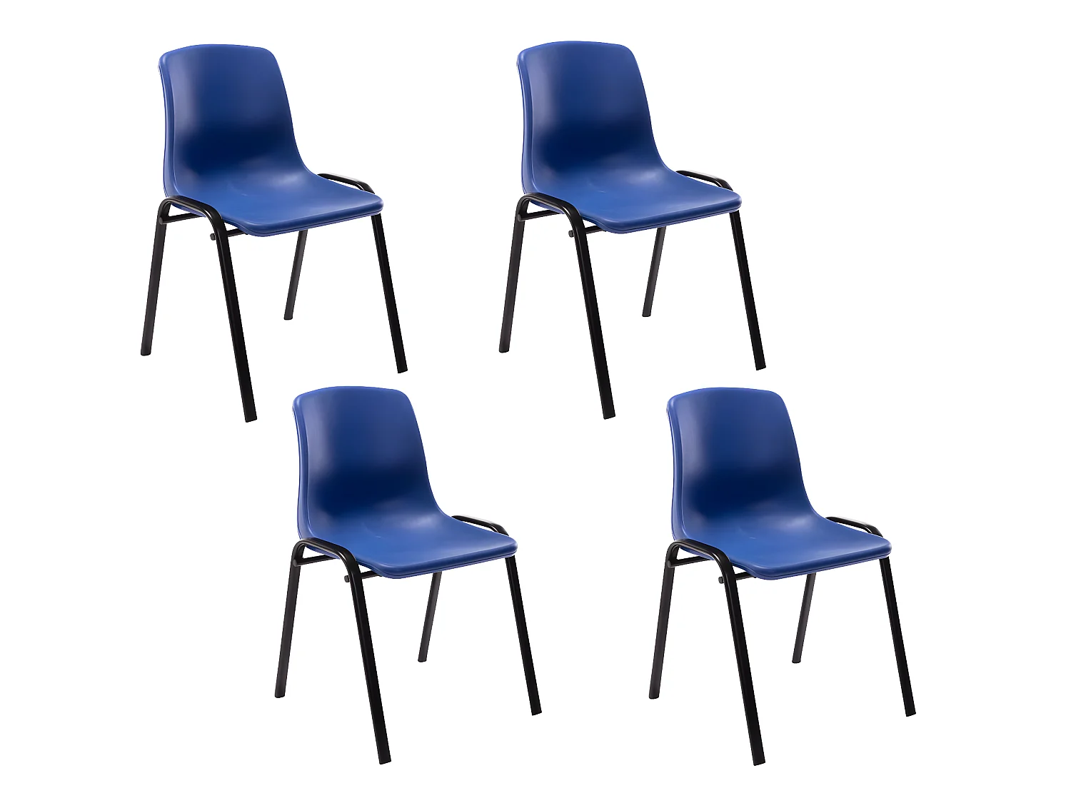 Lot de 4  chaise salle à manger - Plastique - Bleu - Nowra