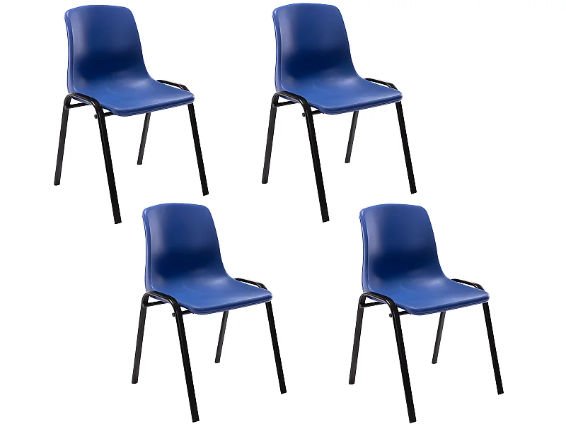 Lot de 4  chaise salle à manger - Plastique - Bleu - Nowra