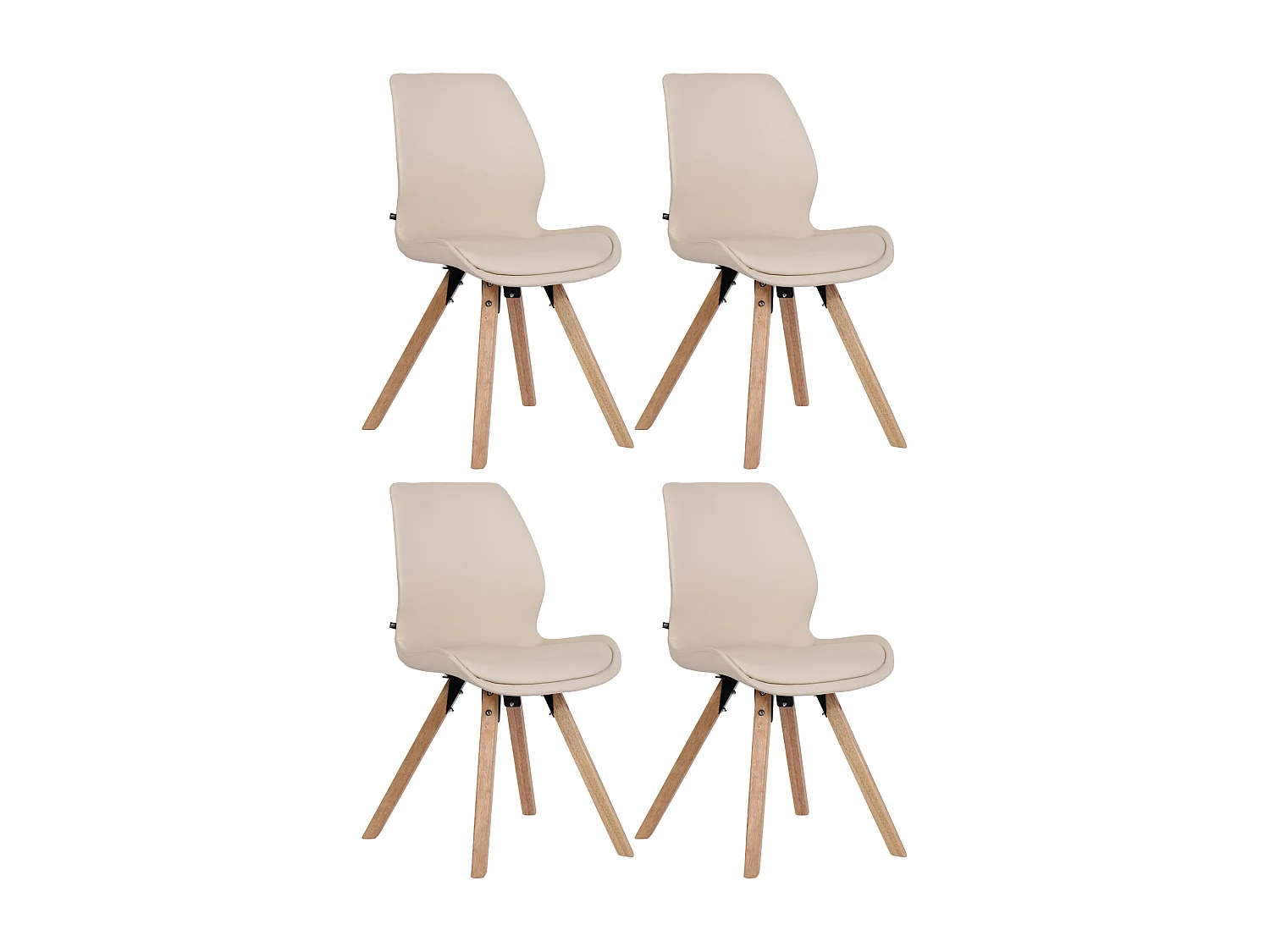 Set van 4  Eetkamerstoelen - Kunstleer - creme - Luna