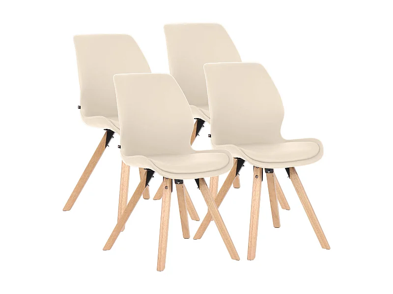 4er Set Esszimmerstuhl - Kunstleder - creme - Luna