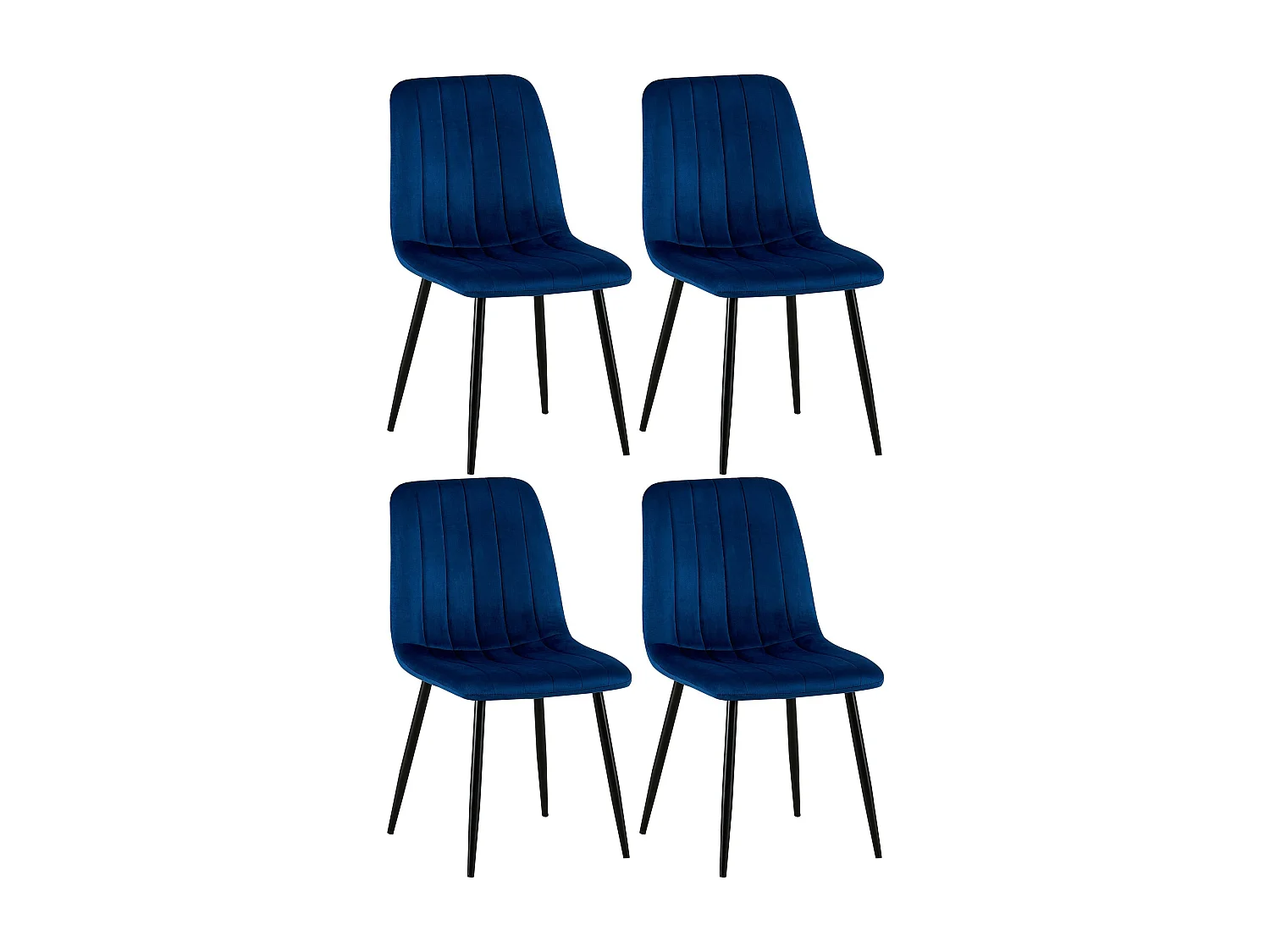 Lot de 4  chaise salle à manger - Velours - Bleu - Dijon