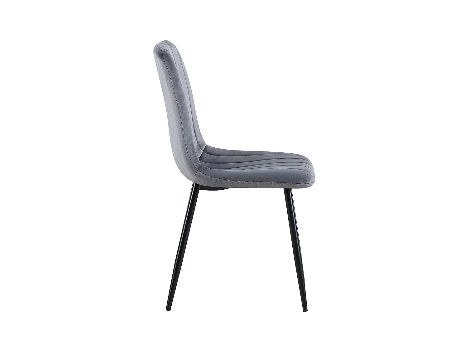 Lot de 4  chaise salle à manger - Velours - Gris foncé - Dijon
