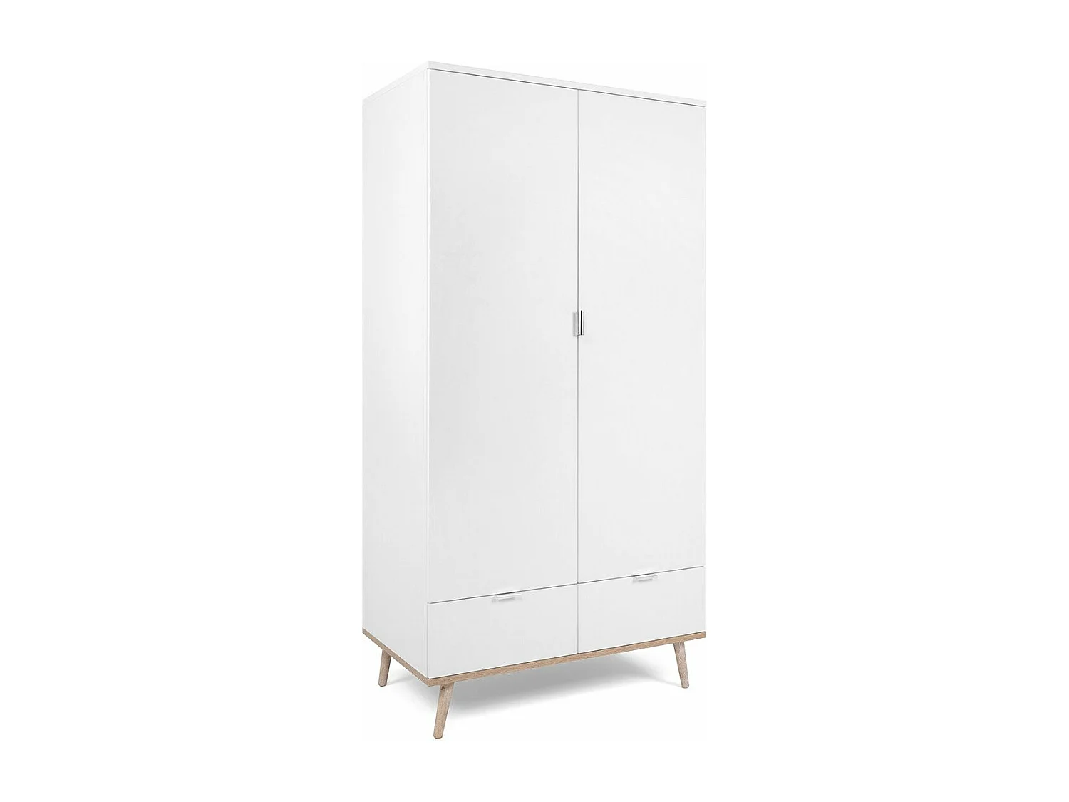 Armoire 2 Portes 2 Tiroirs avec Penderie H180 cm - COPENHAGUE