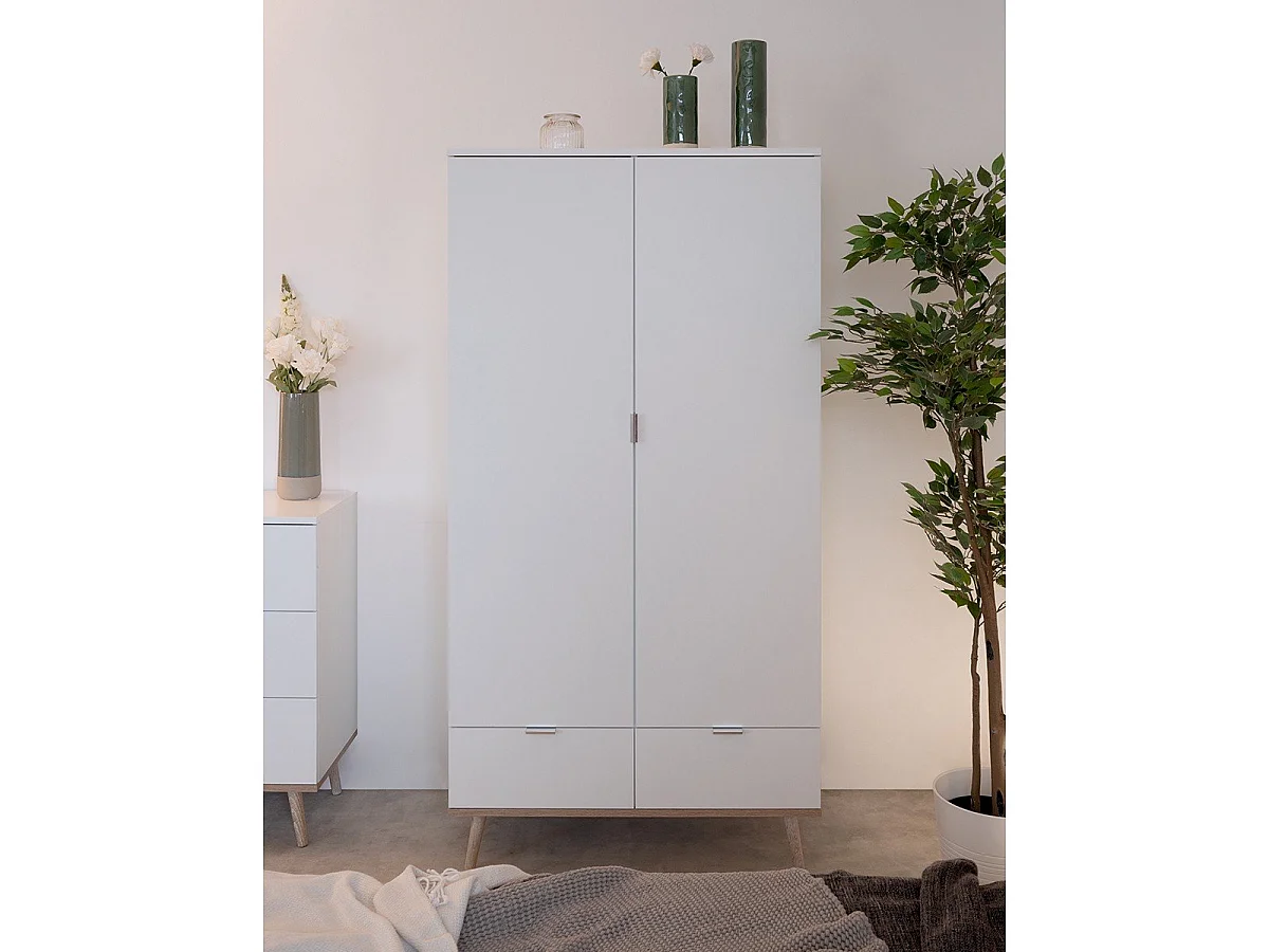Szafa 2-drzwiowa z 2 szufladami i miejscem na wieszaki H180 cm - COPENHAGEN