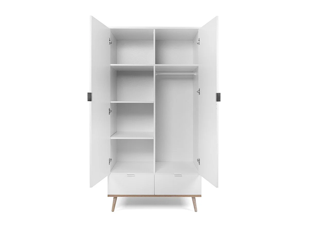 Szafa 2-drzwiowa z 2 szufladami i miejscem na wieszaki H180 cm - COPENHAGEN