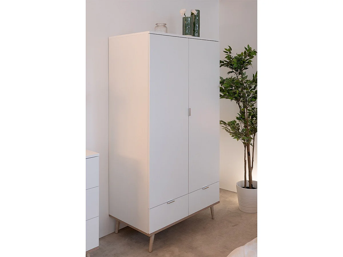 Szafa 2-drzwiowa z 2 szufladami i miejscem na wieszaki H180 cm - COPENHAGEN