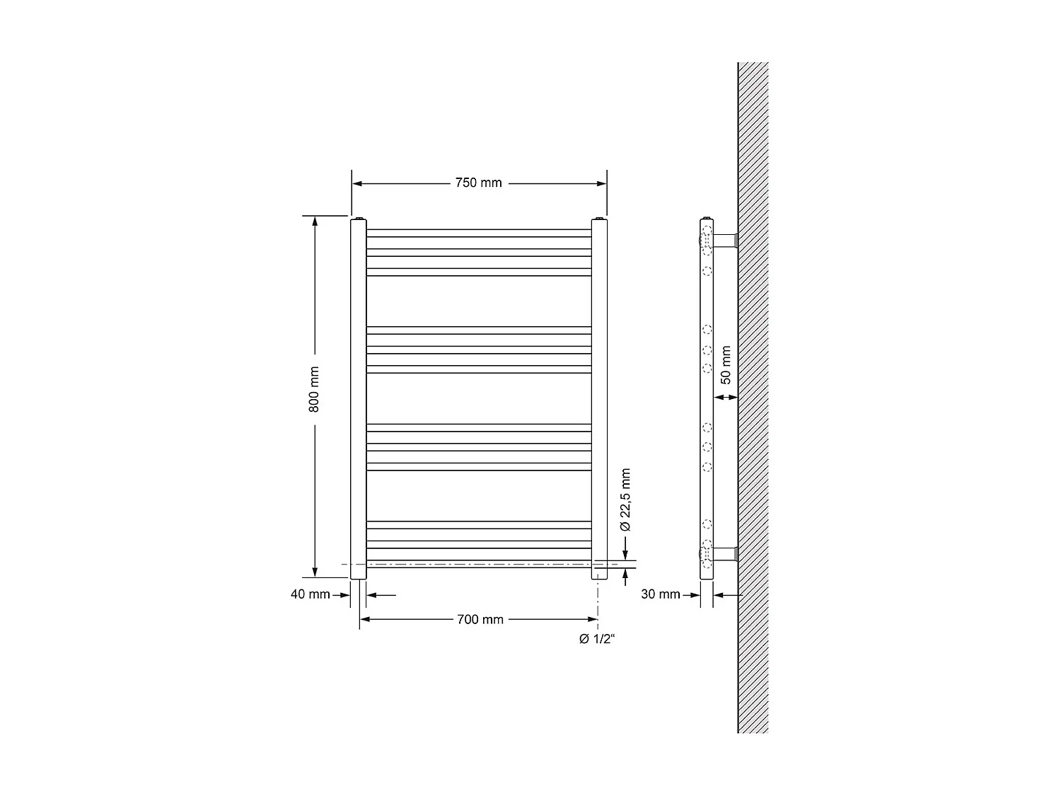 Radiatore bagno Radiatore Sahara attacco laterale scaldasalviette antracite 75x80cm