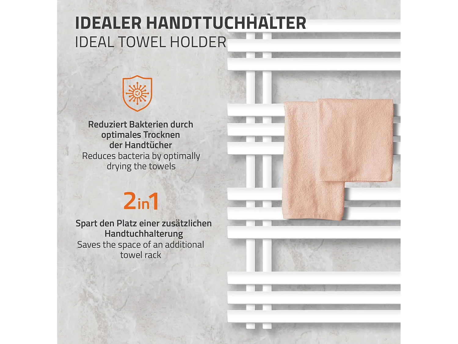 Radiador de hierro EM Radiador toallero Radiador de baño Blanco 600x1000 mm