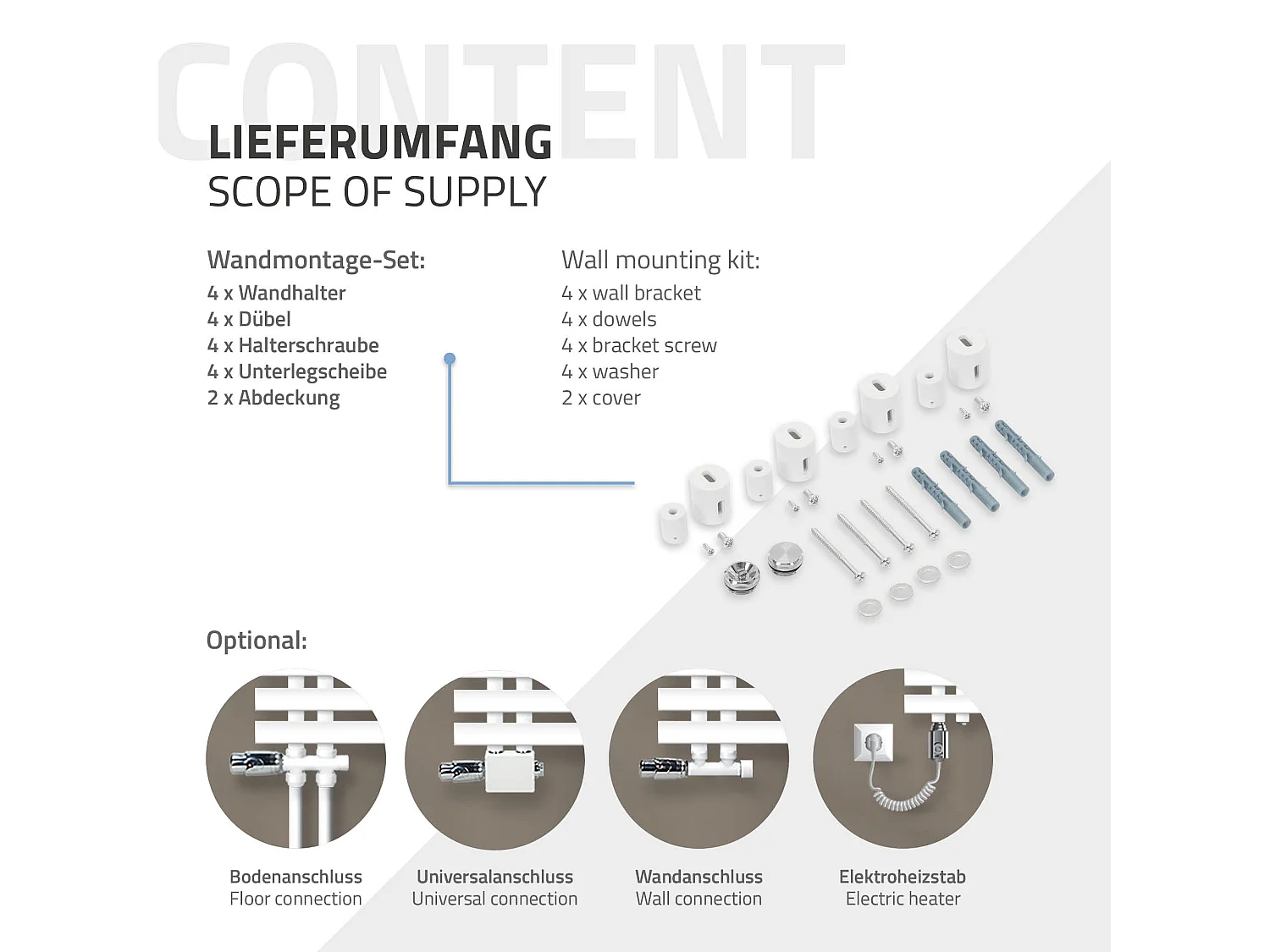 Radiatore Iron EM Radiatore per asciugamani Radiatore per bagno Bianco 600x1000 mm
