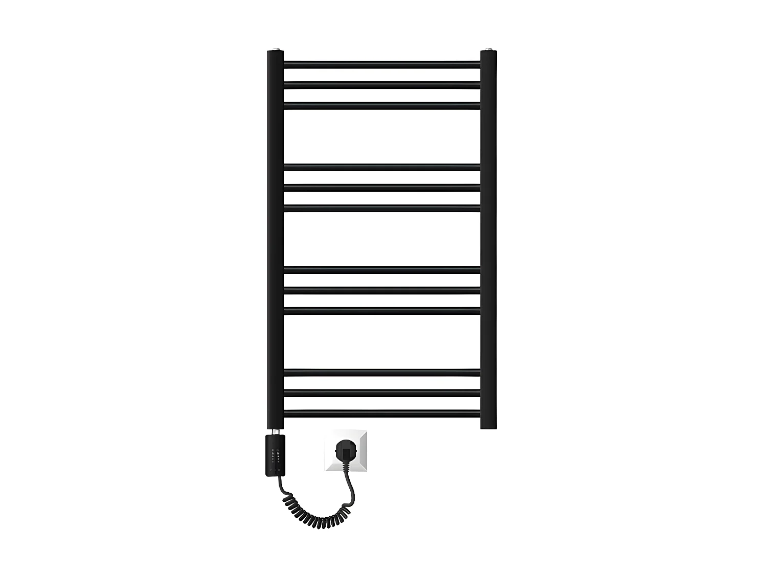 Radiateur de salle de bain Raccord latéral Noir 60x80cm avec résistance 600 W