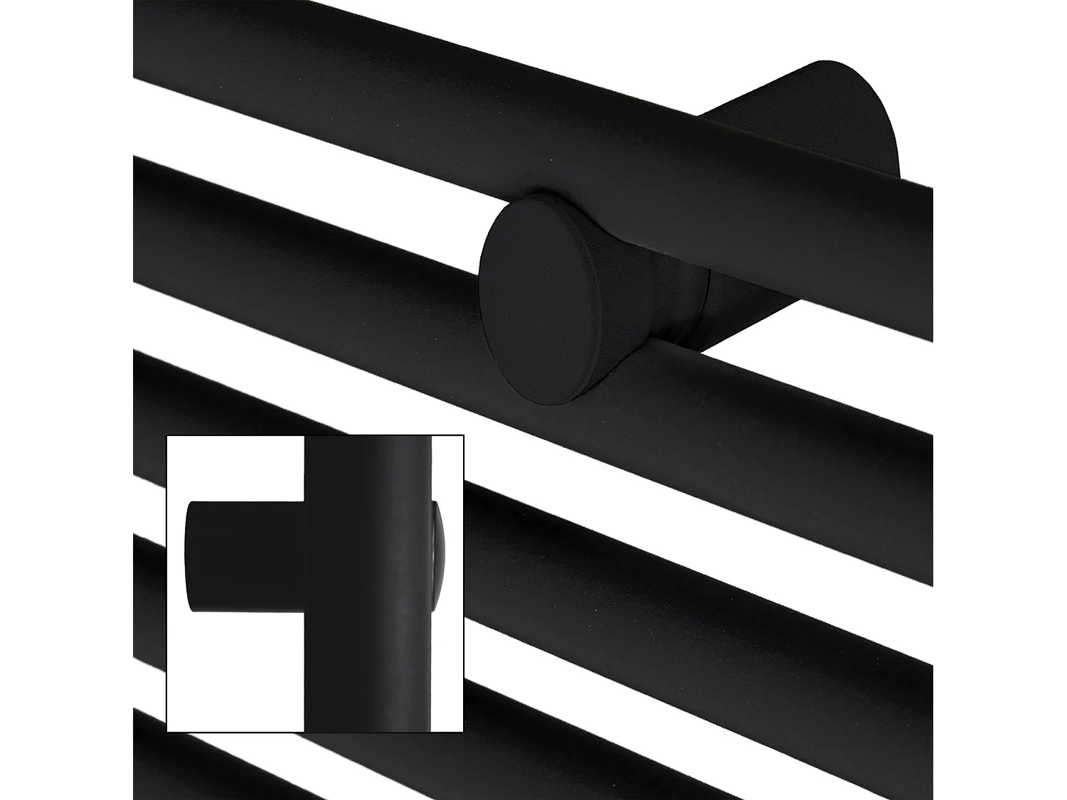 Radiateur de salle de bain Raccord latéral Noir 60x80cm avec résistance 600 W