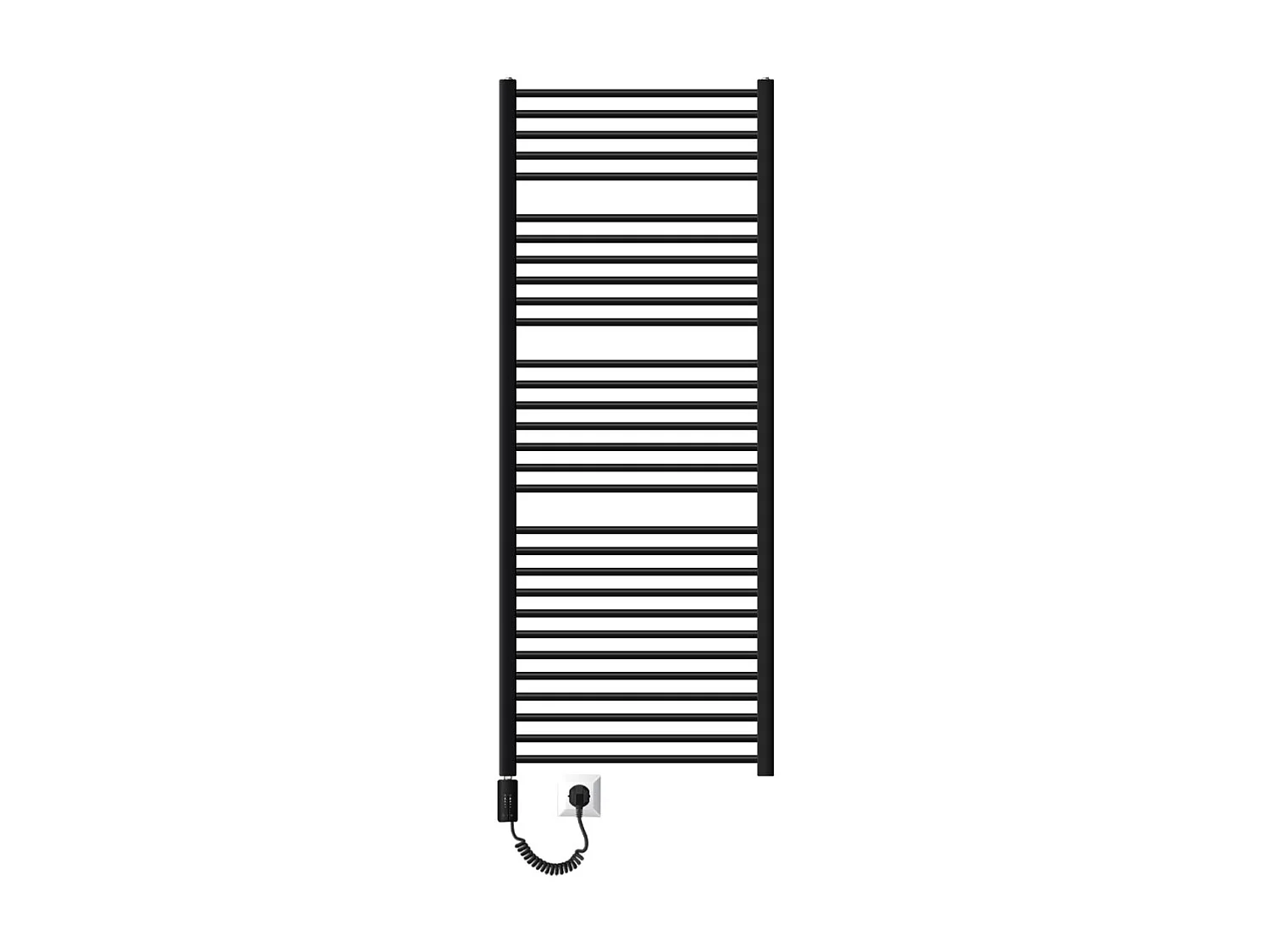 Radiateur de salle de bain Raccord latéral Noir 75x180cm avec résistance 1200W
