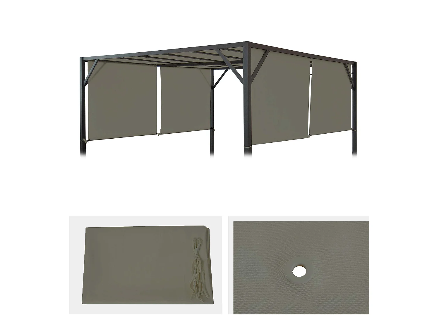 Toile de rechange pour toit de pergola Beja 3x4m,  taupe