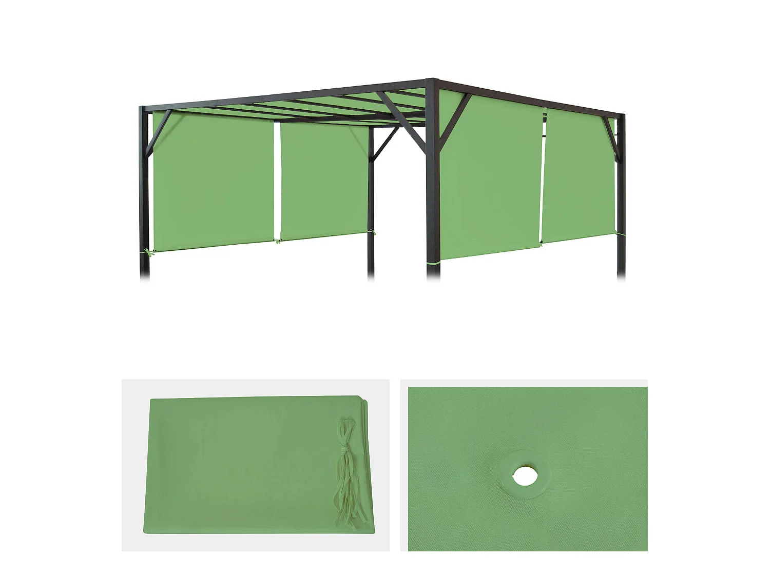 Toile de rechange pour toit de pergola Beja 4x4m,  vert